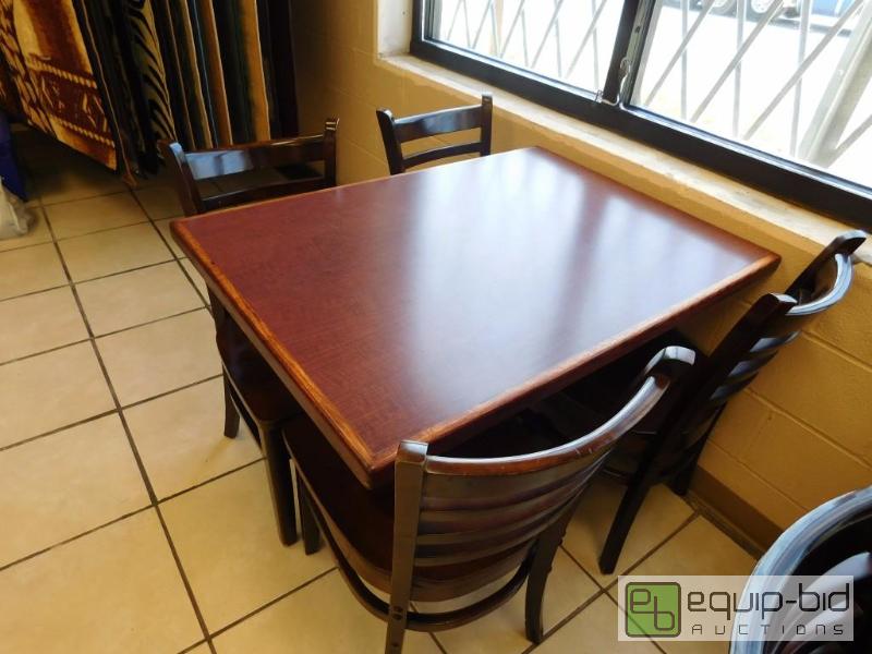 lot 286 image: Finished Top Table With 4 Ladder Back Dining Chairs