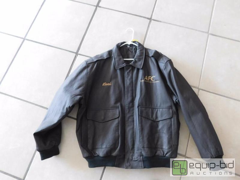 lot 342 image: AFC Black Leather Personalized Jacket
