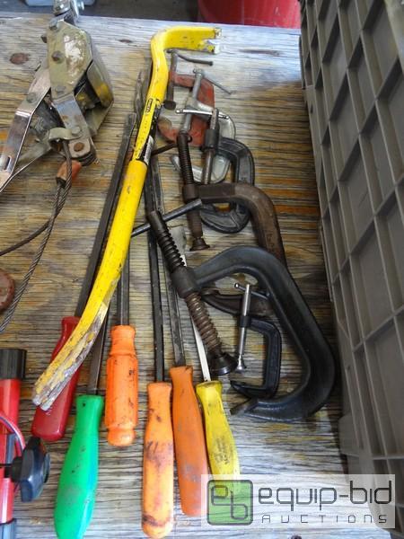 lot 570 image: Lot Of Pry Bars C Clamps And A Come Along