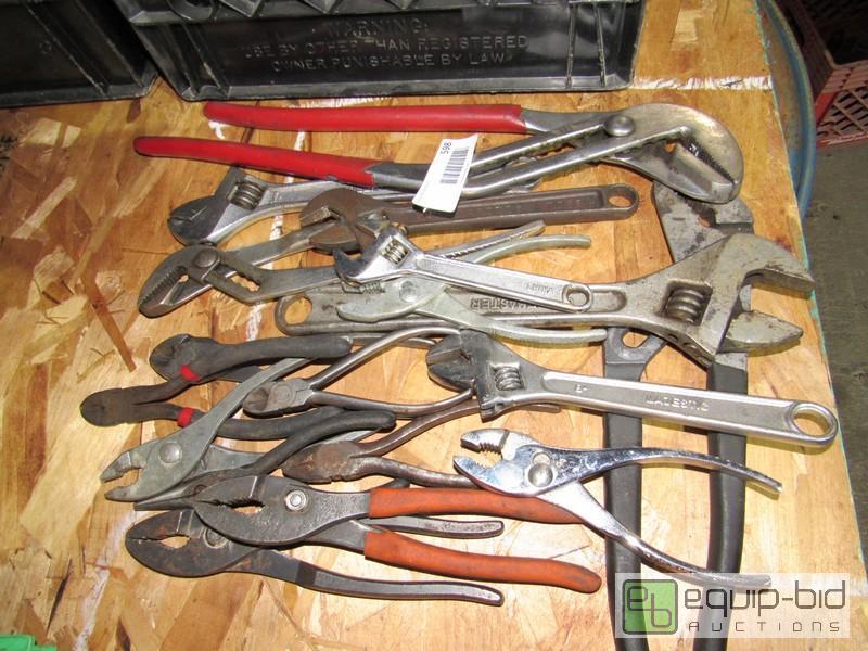 lot 598 image: Lot Of Various Pliers And Crecent Wrenches