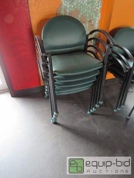 lot 196 image: Lot Of 5 Stackable Green Vinyl Padded Chairs