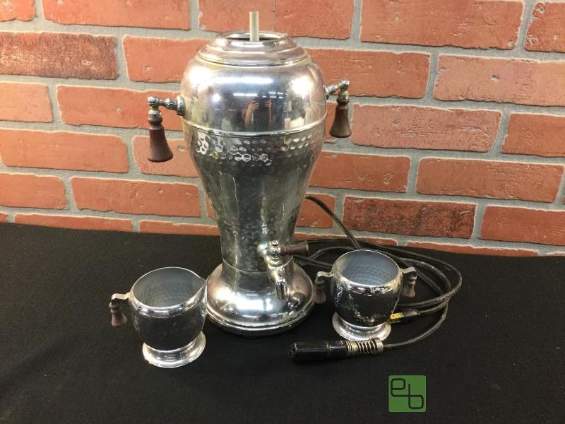 lot 125 image: Vintage Aluminum Coffee pot with creamer and ...