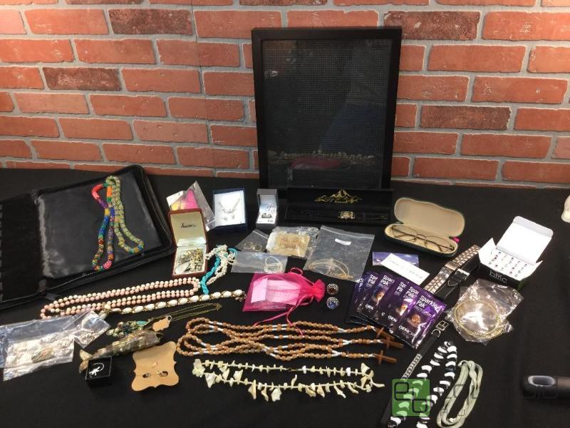 lot 97 image: Lot of costume jewelry and watches with displ...