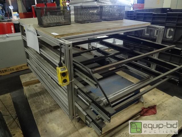 lot 523 image: Aluminum Frame Wood Top Table With Bishamon 2000lb Lift Table