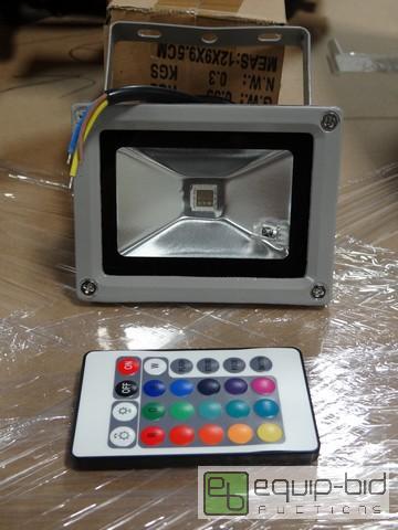 lot 566J image: (2) New 10 Watt LED Flood Lights With Remote