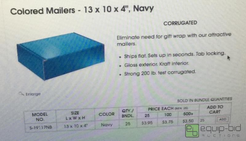 lot 144 image: Uline&nbspColored Mailer Boxes  Quantity 25...