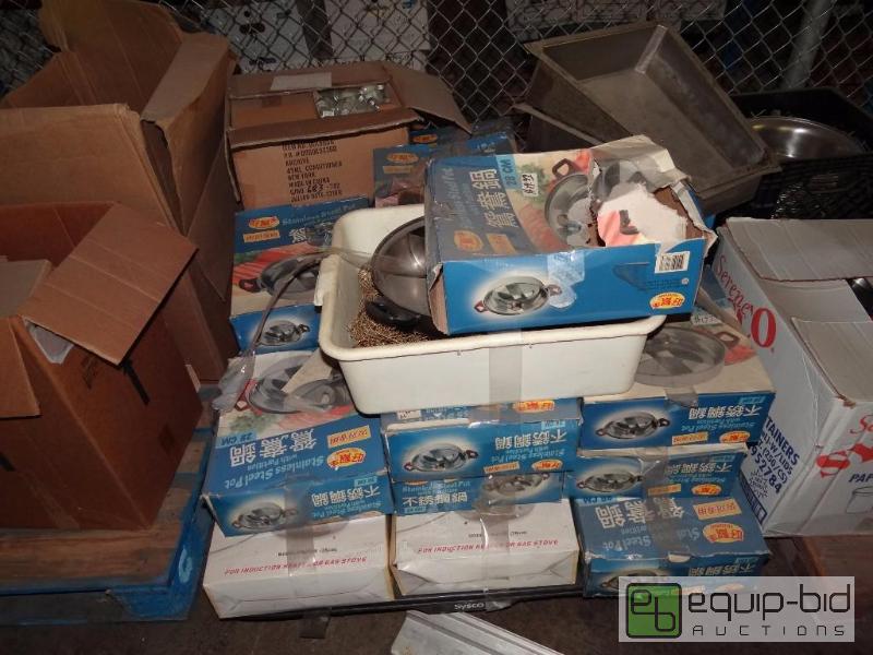 lot 104 image: Pallet Of Stainless Steel Serving Pot With Glass Lids