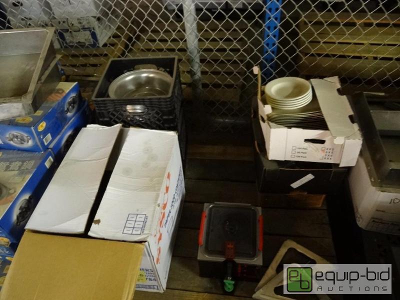 lot 108 image: Pallet Lot Of Plates, Plate Covers, Coffee Pot