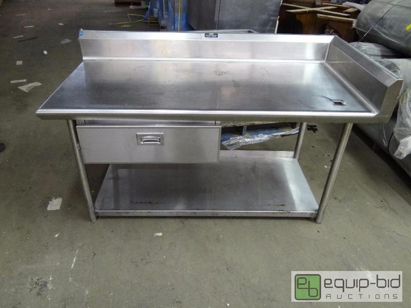 lot 155 image: Stainless Top Corner Table w Insert Drawer