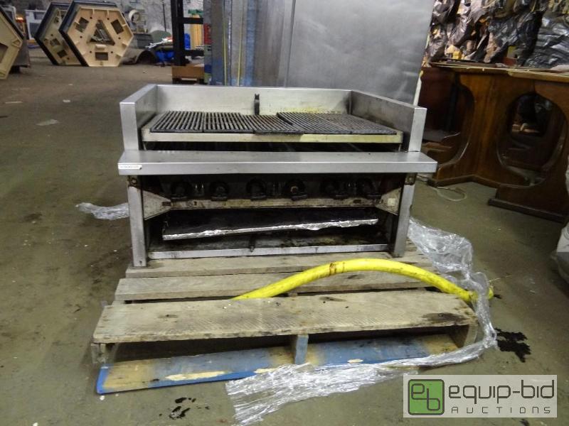 lot 156 image: 36 Natural Gas Charbroiler w Stand on Casters