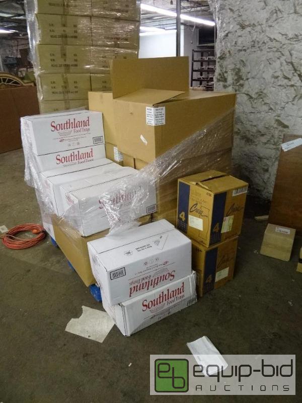 lot 159 image: Large Pallet of Cake Boards w Food Trays  And Glass Vases