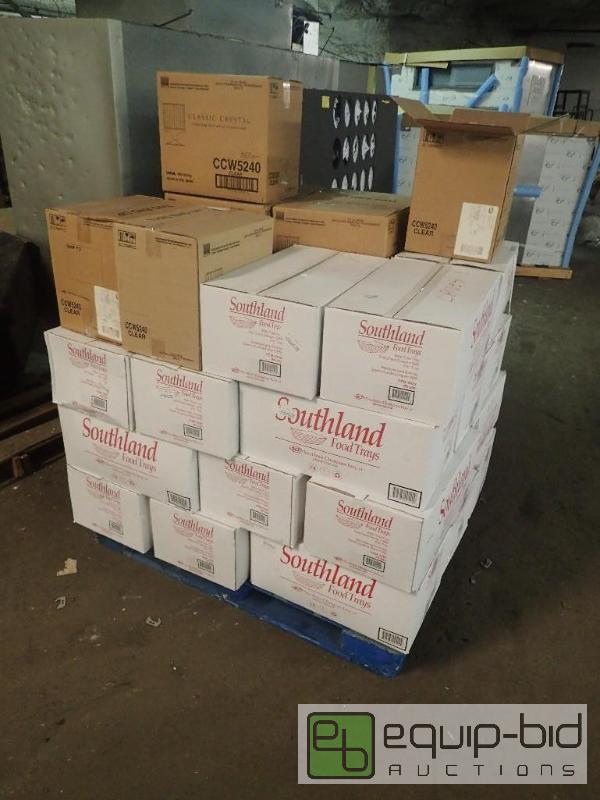 lot 229 image: Large Pallet of Southern Food Trays w Classic Crystal Fluted Pedestal Cups