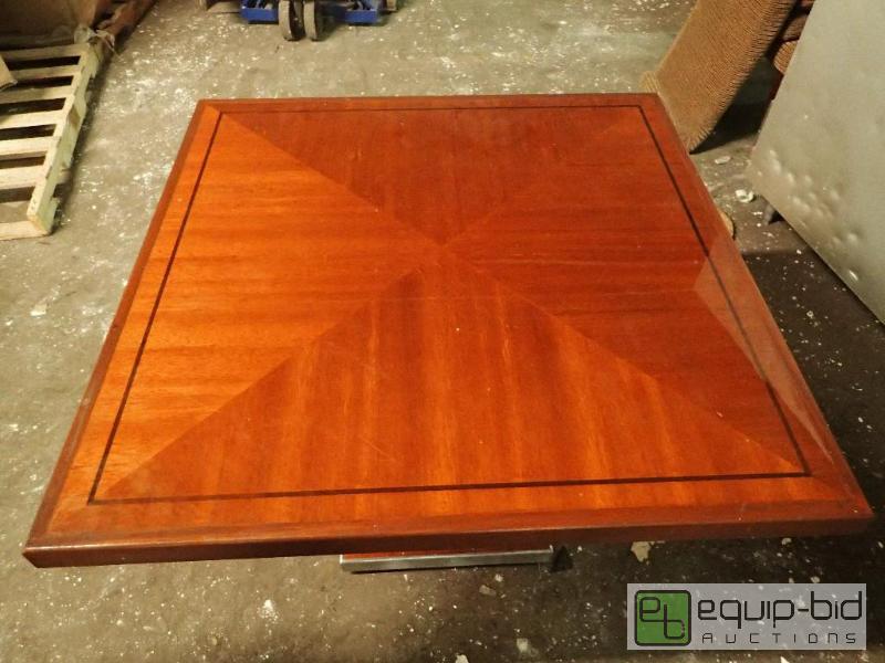 lot 237 image: Finished Poly Top Solid Wood Single Base Dinning Table