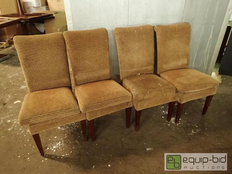 lot 242 image: (4) Gold Layed Cloth Seating Chairs