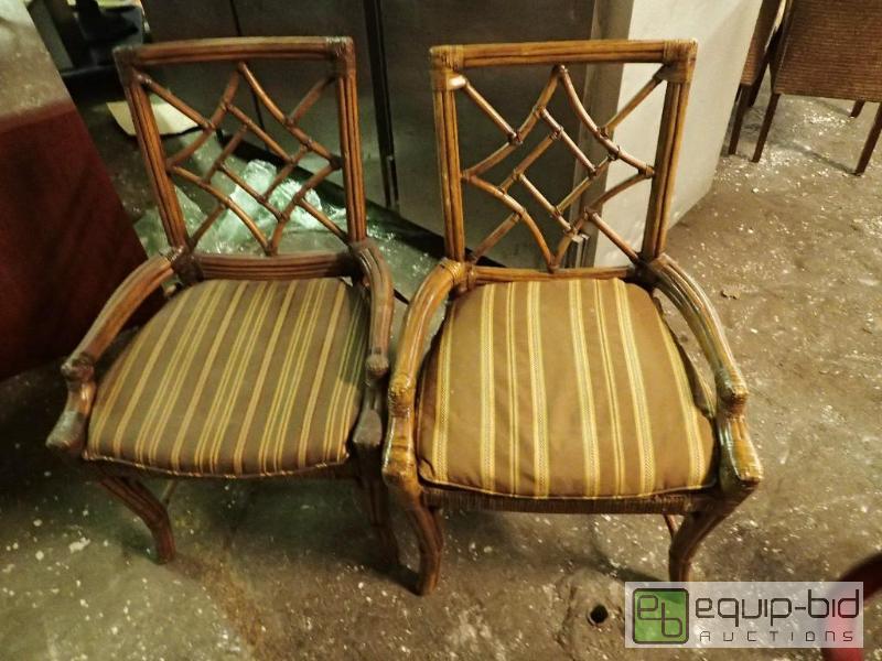 lot 244 image: (2) Wicker Framed Padded Chairs