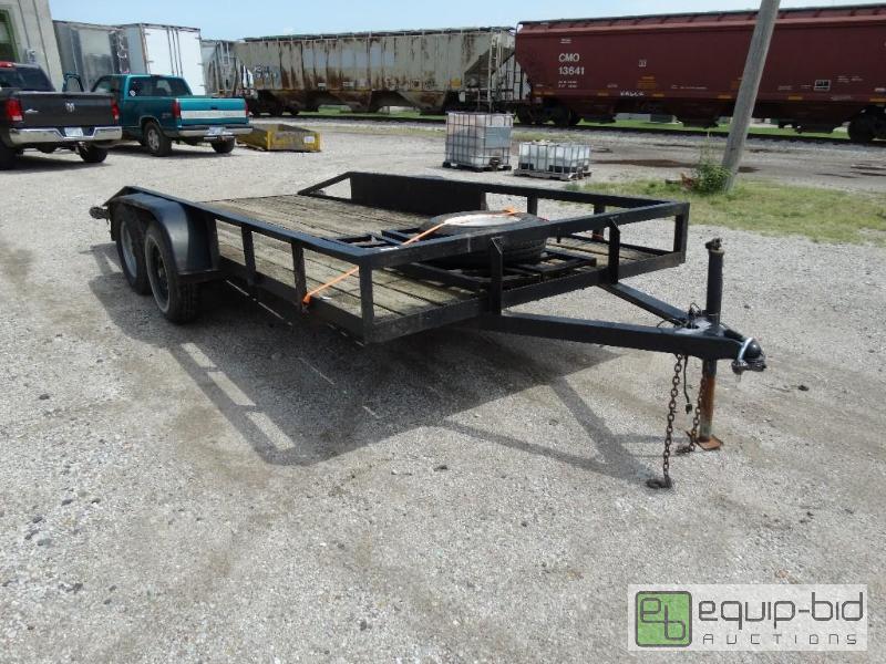 lot 100 image: 16 ft dual axle utility trailer with spare ti...