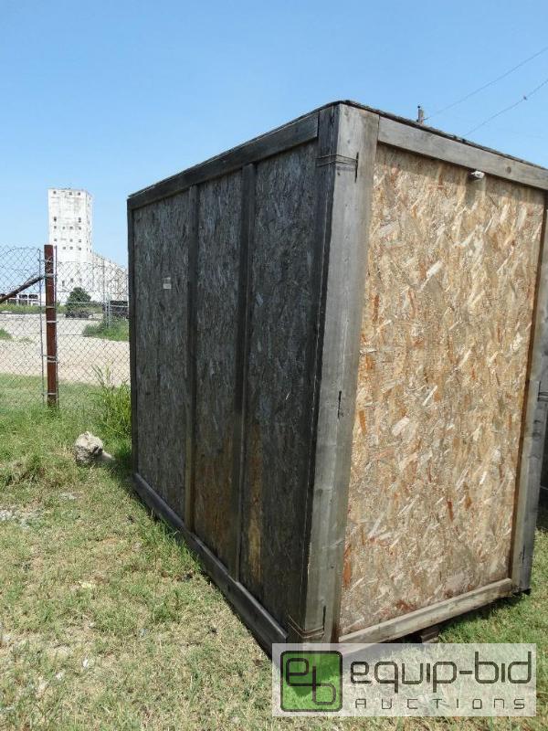 lot 114 image: 2 large wood storage containers.1 missing fro...
