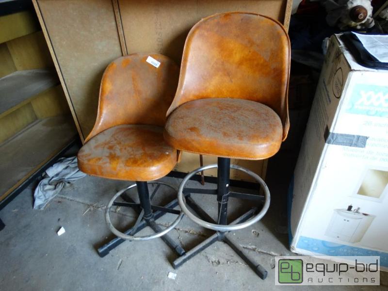 lot 127 image: 2 adjustable height vintage bar stools....