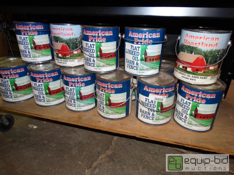 lot 174 image: 17 gallons of white barn and fence paint....