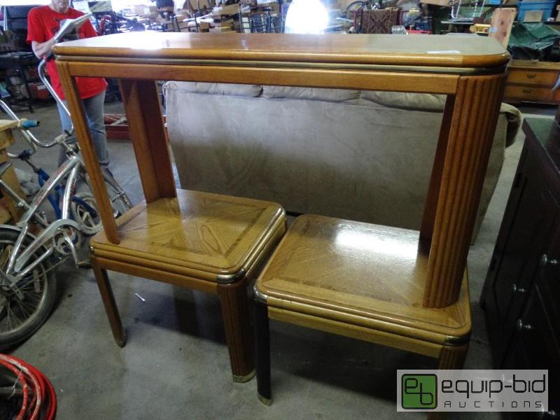 lot 207 image: 3 piece living room table set.  2 end tables...