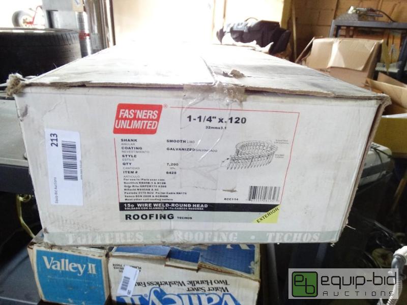 lot 213 image: Unoponed case of 1-14&quot x .120 roofing n...