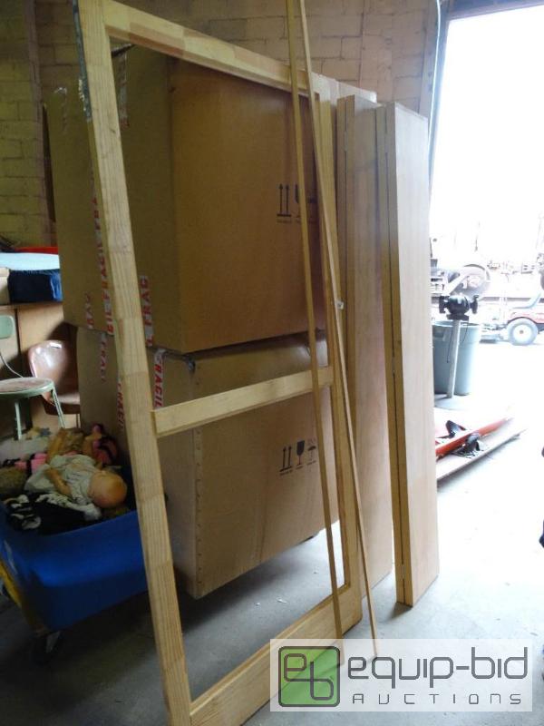 lot 225 image: Bi fold door, wood door frame and shutters....