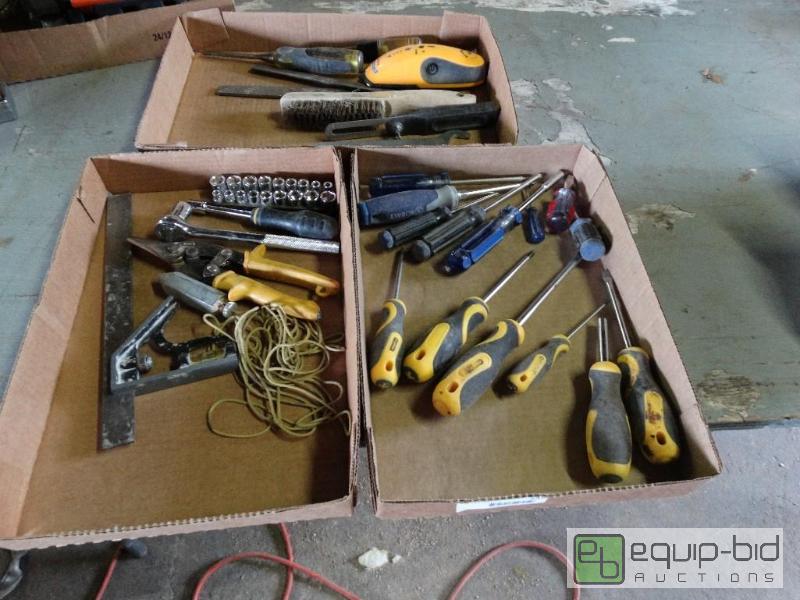 lot 232 image: 3 flats of various tools....