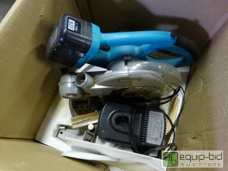 lot 242 image: 24 volt rechargeable miter saw with battery a...