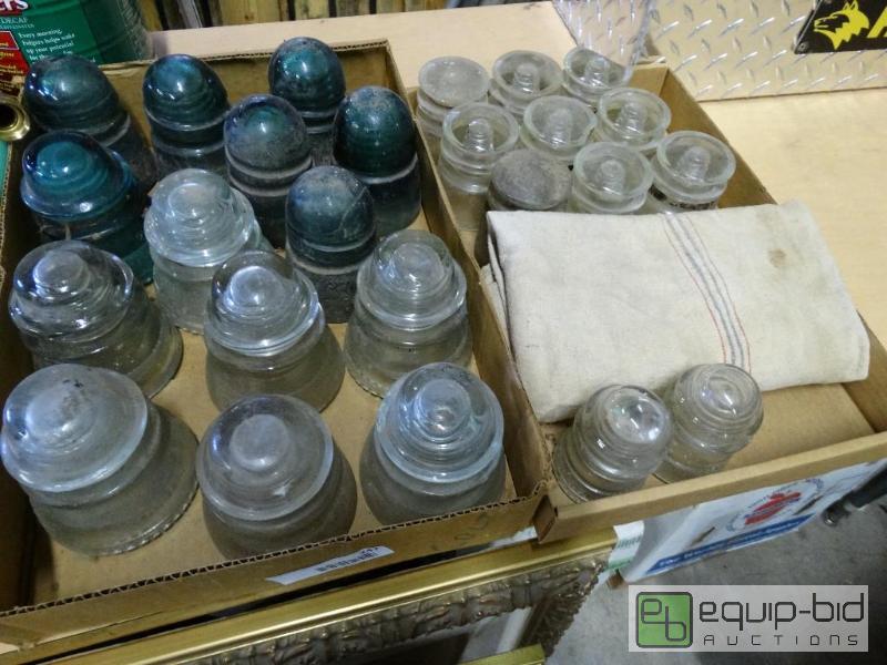 lot 247 image: 2 flats of glass insulators....