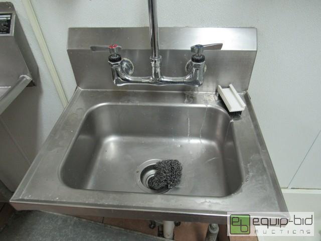lot 389 image: Stainless Steel Wall Mount Hand Sink With Faucet