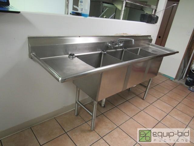 lot 392 image: Advance Tabco 3 Bay Stainless Steel Sink