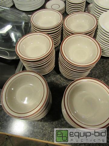 lot 407 image: Lot Of (60) 7Inch Bowls With Brown Trim