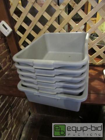 lot 421 image: Lot Of (6) Plastic Meat Lug Tubs
