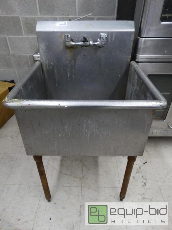 lot 1577 image: Stainless steel mop sink with faucet....