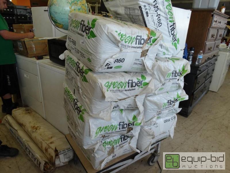 lot 1628 image: &nbsp8 bags of green fiber. Blow-in Natural ...