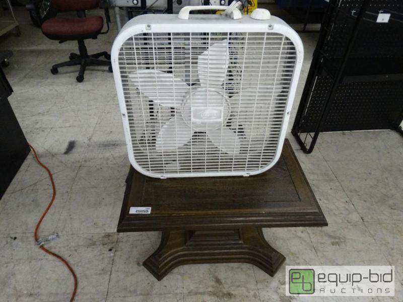 lot 1669 image: T.V. stand and fan....