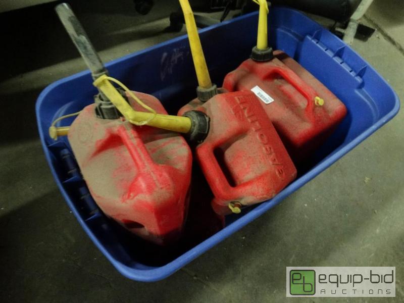 lot 1123 image: 6 Gas cans.  &quotTote NOT included&quot...