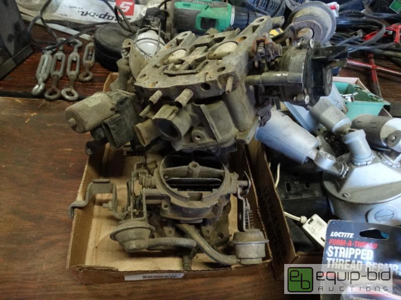 lot 1164 image: Carburetors and box of electrical supplies....