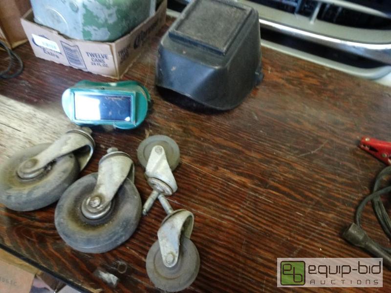 lot 1174 image: Welding mask, goggles&nbspand 4 castors.&nbs...