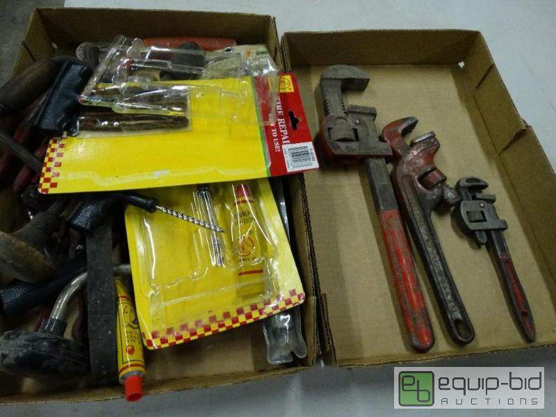 lot 1208 image: Pipe wrenches, misc&nbsptools&nbspand tire ...
