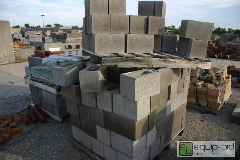 lot 225 image: tall double pallet of cinder block...