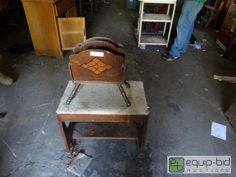 lot 1313 image: old small magazine rack and bench seat....