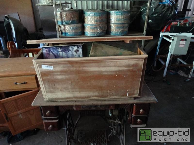 lot 1319 image: Wooden chest with contents....