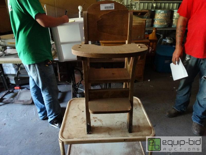 lot 1326 image: Kids wooden baby doll high chair....