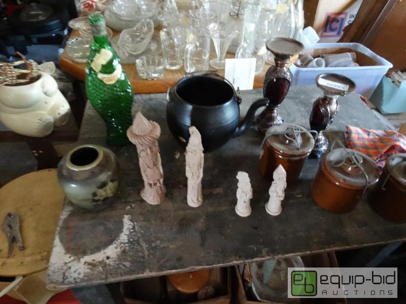 lot 1334 image: Lot of misc, cheese crocks, candle holder, Sa...