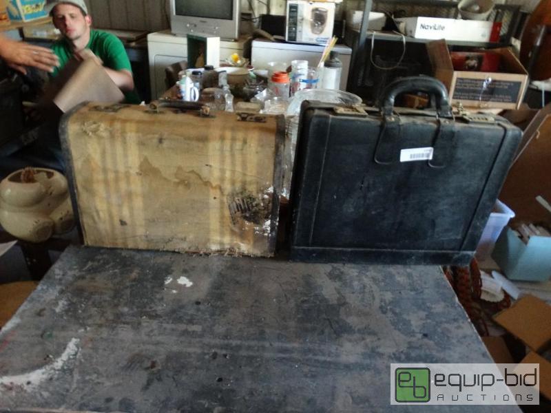 lot 1350 image: Suite cases and metal container...