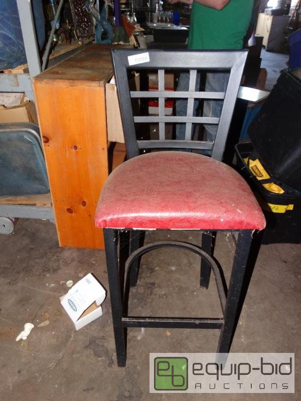lot 1358 image: Red and black metal chair....