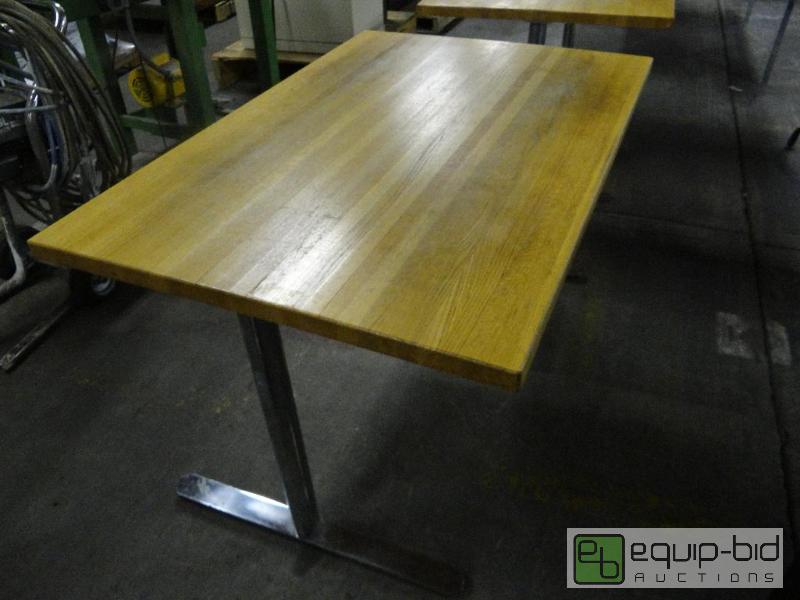 lot 376C image: 54x36 Solid Wood Top Table On Chrome Legs