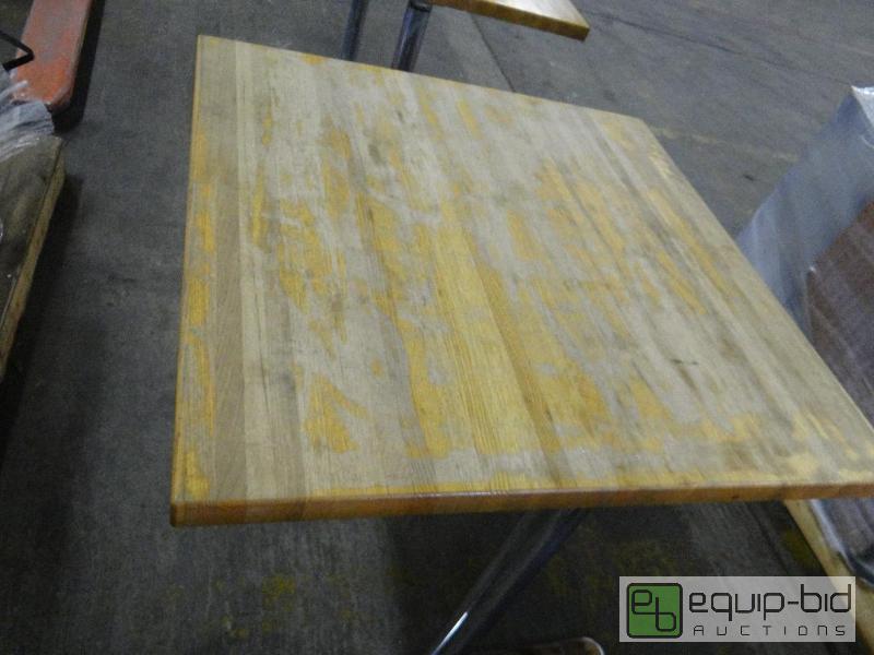 lot 377 image: 36 Square Solid Wood Top Table On Chrome Legs