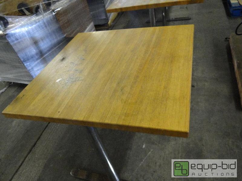 lot 378 image: 36 Square Solid Wood Top Table On Chrome Legs